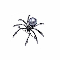 big spider brooch zircon crystal peal belly mother spider brooch pin clothing jewelry for women men- black