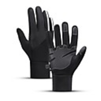 Bike Gloves / Cycling Gloves Anti-Slip Waterproof Breathable Wearable Full Finger Gloves Sports Gloves Fleece Silica Gel Black for Adults