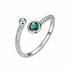 birthstone adjustable rings for women,  birth month wrap open rings,  rhodium plated with cubic zirconia (05. may)