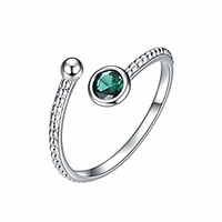 birthstone adjustable rings for women,  birth month wrap open rings,  rhodium plated with cubic zirconia (05. may)