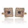 black and silver gold concentric diamond clear crystal dust cufflinks,  tuxedo shirt cufflinks french style shirt studs (gold)
