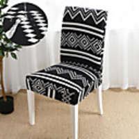 Black and White Bohemian Print Super Soft Waterproof Chair Cover Stretch Removable Washable Dining Room Chair Protector Slipcovers Home Decor Dining Room Seat Cover