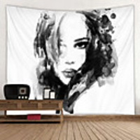 Black And White ink Painting Printed Tapestry Decor Wall Art Tablecloths Bedspread Picnic Blanket Beach Throw Tapestries Colorful Bedroom Hall Dorm Living Room Hanging