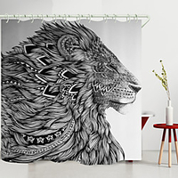 Black And White Lion King Digital Printing Shower Curtain Shower Curtains Hooks Modern Polyester New Design