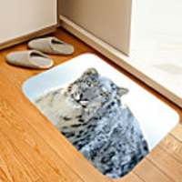 Black and white snow leopard digital printing floor mat Flowers Kitten Girl Modern Bath Mats Nonwoven / Memory Foam Novelty Bathroom