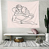 black and white tapestry wall hanging for bedroom [double-folded hems] abstract woman face with flowers wall home decor for dorm,  college,  living room,  60x82.7inches