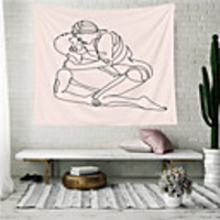 black and white tapestry wall hanging for bedroom [double-folded hems] abstract woman face with flowers wall home decor for dorm,  college,  living room,  60x82.7inches