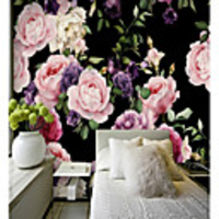 Black Background Peony Flower Custom 3D Large Wall Covering Mural Wallpaper Fit Restaurant Tv Background Flower