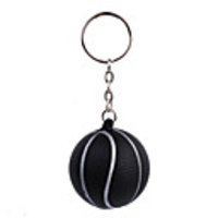 Black Ball Style Keychain with Soft Plastic Materiall