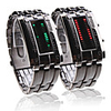 Black Band Double Row Arrayed Couple Style Men Green and Women Red LED Wrist Watch
