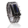 Black Band Double Row Arrayed Elegant Blue LED Wrist Watch