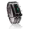 Black Band Double Row Arrayed Natural Green LED Wrist Watch