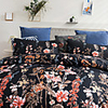 Black Botanical Floral Print 3-Piece Duvet Cover Set Hotel Bedding Sets Comforter Cover with Soft Lightweight Microfiber(Include 1 Duvet Cover and 1or 2 Pillowcases)