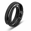 black bracelet leather men 34cm gift-box genuine-leather cowhide braided adjust-able magnetic-clasp multi-layer wrap rope man mans male boy boys mens bracelets band jewelry magnet accessories