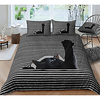 Black Cat Print 3-Piece Duvet Cover Set Hotel Bedding Sets Comforter Cover with Soft Lightweight Microfiber,  Include 1 Duvet Cover,  2 Pillowcases for Double/Queen/King(1 Pillowcase for Twin/Single)
