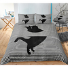 Black Cat Print 3-Piece Duvet Cover Set Hotel Bedding Sets Comforter Cover with Soft Lightweight Microfiber,  Include 1 Duvet Cover,  2 Pillowcases for Double/Queen/King(1 Pillowcase for Twin/Single)