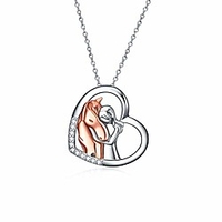 black horse pendant necklace with mother of pearl 925 sterling silver girls embrace horse gift for women girls