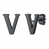 black initial earrings stainless steel letter v stud earring monogram jewelry bridesmaid gift