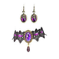 black lace gothic lolita pendant choker necklace earrings set
