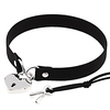 black openable heart lock charm 0.67 width simulated leather cloth choker pn1508