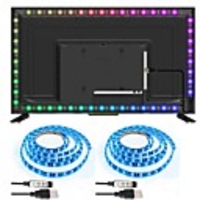 Black PCB TV Back Strip light Kit 3.28Ft -1M Multi-Colour 60leds Flexible 5050 RGB with 5v USB Cable and Mini Controller for TV/PC/Laptop Background Lighting