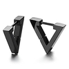 black plain flat open triangle huggie hinged hoop earrings for men women,  stainless steel,  2pcs