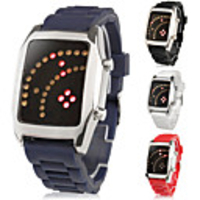 Black Square Dial Black Silicone Band LED Wrist Watch