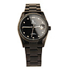 Black Stainless Steel Band Classical Crystal Mechanical Watch with Luminous Hand Calendar