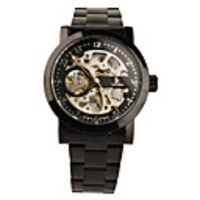 Black Stainless Steel Band Men Automatic Wristwatch with Luminous Hand Silvery