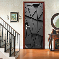 Black Three-dimensional Art Self-adhesive Creative Door Stickers Living Room DIY Decorative Home Waterproof Wall Stickers miniinthebox