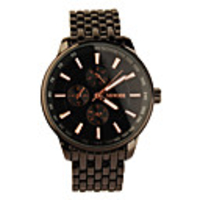 Black Tone Stainless Steel Round Shape Quartz Watch For Men Black Golden
