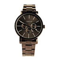 Black Tone Stainless Steel Round Shape Quartz Watch For Men Black White