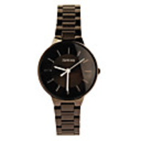 Black Tone Stainless Steel Round Shape Quartz Watch For Women