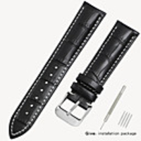 Black watch with crocodile leather strap Men and women butterfly buckle for Armani Tianwang Tissot dw Citizen 12/14/16/18mm