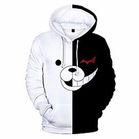 black white bear hoodies pullover zipper jacket uniform danganronpa monokuma cosplay costumes men unisex anime game casual long sleeve sweatshirts miniinthebox