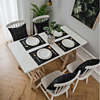 Black White Geometric Double-layer Placemat Modern Table Mat Insulation Pad Thick Cotton Linen Anti-scalding 4pcs