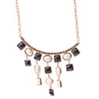 Black White Resin Antique Gold Necklace