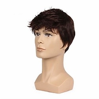 Black Wig Short Layered Synthetic Men