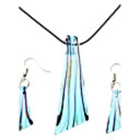 Blade Shape Coloured Glaze Necklace Earrings Jewelry Set