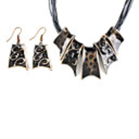 Blade Shape Metal Oil Drip Earring Nacklace Suit