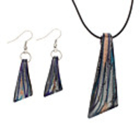 Blades Shape Coloured Glaze Earrings Necklace Jewelry Set
