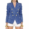 blazer jacket for women lion buttons denim blazer(denim-blue, xl) miniinthebox