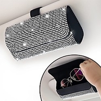 Bling Bling Sunglasses Holder for Car Sun Visor Sparkling Auto Glasses Clip Case Eyeglasses Protective Box PU Leather Car Sunglass Storage Organizer for Truck SUV RV 1PCS miniinthebox