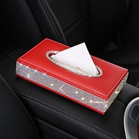 Bling Crystal car tissue Box Luxury PU Leather Auto Paper Box Holder Cover Case Tray for Home Office Automotive miniinthebox