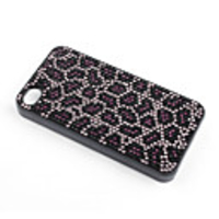 Bling Diamond Case for Apple iPhone 4 - Black and Purple,  Leopard Pattern