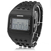 Block Bricks Design Band Wrist Watch with LED Night Light - Black