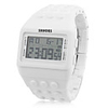 Block Bricks Design Band Wrist Watch with LED Night Light - White