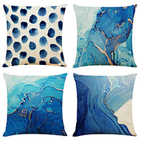 Blue Abstract Double Side Cushion Cover 4PC Soft Decorative Square Throw Pillow Cover Cushion Case Pillowcase for Bedroom Livingroom Superior Quality Machine Washable Indoor Cushion for Sofa Couch Bed Chair miniinthebox
