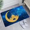 Blue Bottom Crescent Moon Castle Digital Printing Floor Mat Modern Bath Mats Nonwoven / Memory Foam Novelty Bathroom