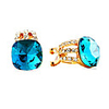 Blue Crystal Rose Gold Color Plated Alloy Zircon Earrings
